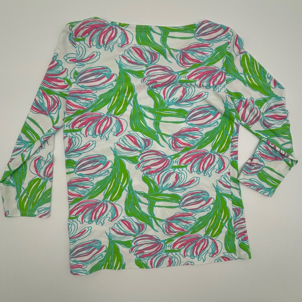 Lilly Pulitzer Top Women's Small Floral Print 3/4 Sleeve Colorful - Picture 4 of 7